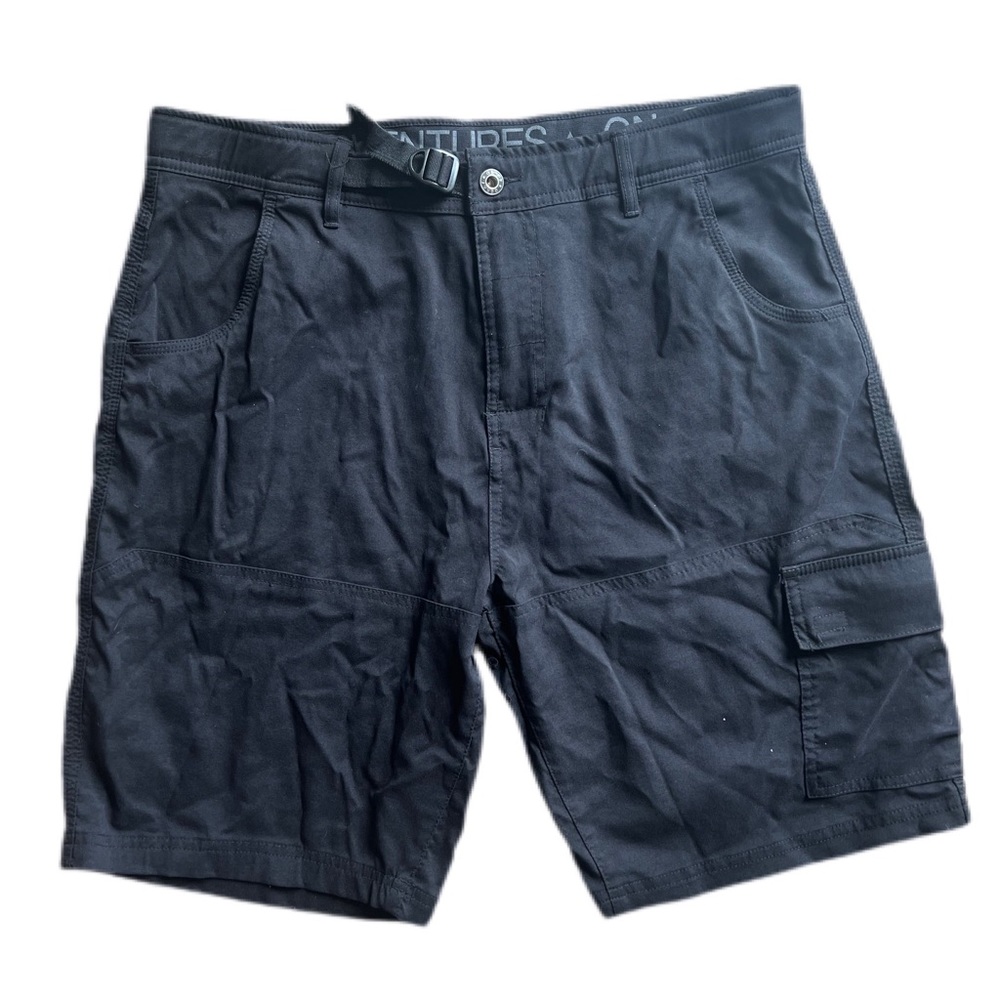Gerry Mens Stretch Cargo 5 Pocket Shorts, size 36, Black Nylon Blend